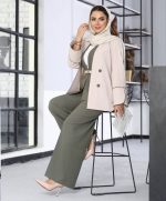 ست لینن ایرانی زنانه بهارا با ترکیب کت و سارافون شیک