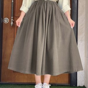 دامن لینن زنانه مدل نیلی با فرم فون و پارچه خنک و خوش‌فرم