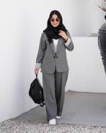 کت شلوار زنانه رسمی لیندا با فرم ایستاده و استایل قدرتمند و مینیمال