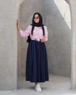 شومیز پاستیلی دخترانه با طراحی خنک و دامن کتان مناسب استایل تابستانی غیررسمی