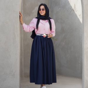 شومیز پاستیلی دخترانه با طراحی خنک و دامن کتان مناسب استایل تابستانی غیررسمی