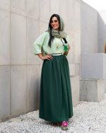 شومیز دخترانه پاستیلی با دامن کتان سبک و طراحی تابستانی