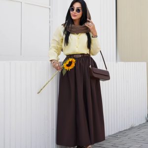 جزئیات شومیز پاستیلی دخترانه با پارچه داکرون و دوخت تمیز و یقه ساده