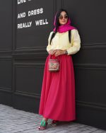 شومیز پاستیلی زنانه با طراحی سبک و دامن کتان مناسب استایل روزمره و پینترستی