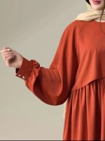مانتو زنانه کرپ الیزه با سارافن آستین حلقه‌ای و رویه وصل شده