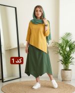 ست زنانه شومیز و دامن پنبه 100 درصد مدل اریب