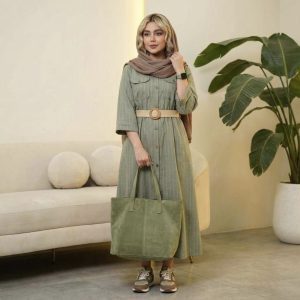 مانتو بلند دانشجویی زنانه مدل آوا با پارچه صوفیا ژاکارد دیپلمات