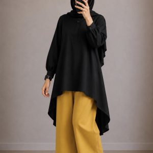 ست پانچ و شلوار زنانه داکرون ابریشمی مناسب استایل شیک و مجلسی