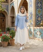 دامن زنانه مدل هفتی الیاف طبیعی پنبه‌ای فری سایز رنگ شیری
