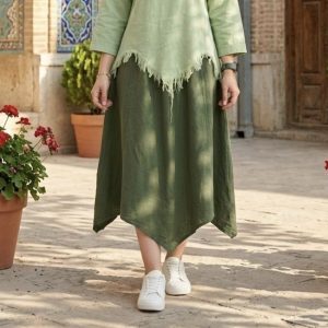دامن زنانه مدل هفتی از الیاف طبیعی پنبه‌ای فری سایز با طراحی خاص و رنگ‌بندی متنوع