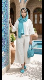 ست کراپ شلوار زنانه الیاف طبیعی پنبه‌ای مناسب استایل تابستانی