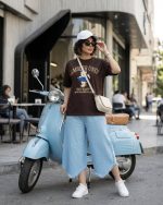 شلوار زنانه ریش دار آبی رنگ