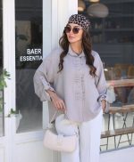 شومیز صوفیا صابونی زنانه مدل شقایق با طراحی شیک و فری سایز