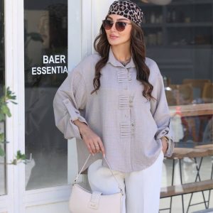 شومیز صوفیا صابونی زنانه مدل شقایق با طراحی شیک و فری سایز
