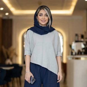 کراپ الیاف طبیعی زنانه مدل اُریب هفتی پنبه‌ای فری سایز