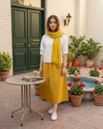 دامن زنانه الیاف طبیعی تک جیب بدون رنگ رفت و آبرفت